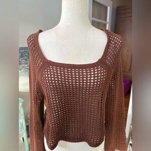 Brown Open-Knit Women's Sweater NWOT